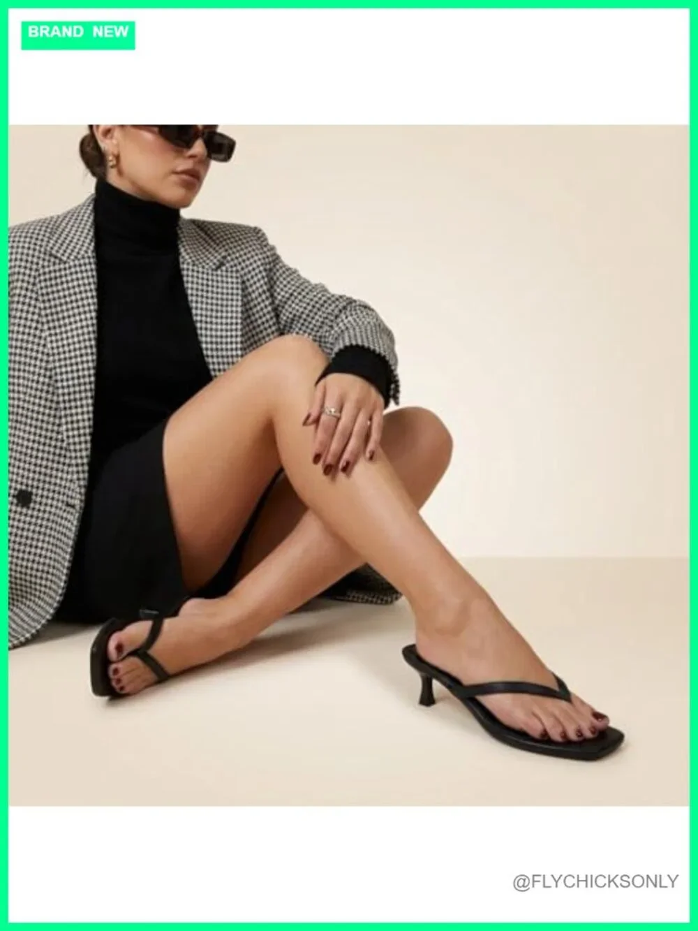 Kitten Heel Thong Sandals with Memory Foam, Slip On Dressy Heeled Sandals